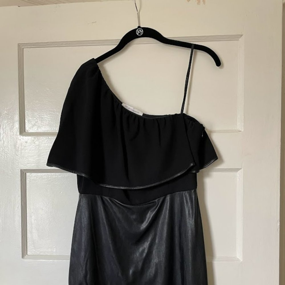 BCBGeneration Faux Leather One Shoulder Dress